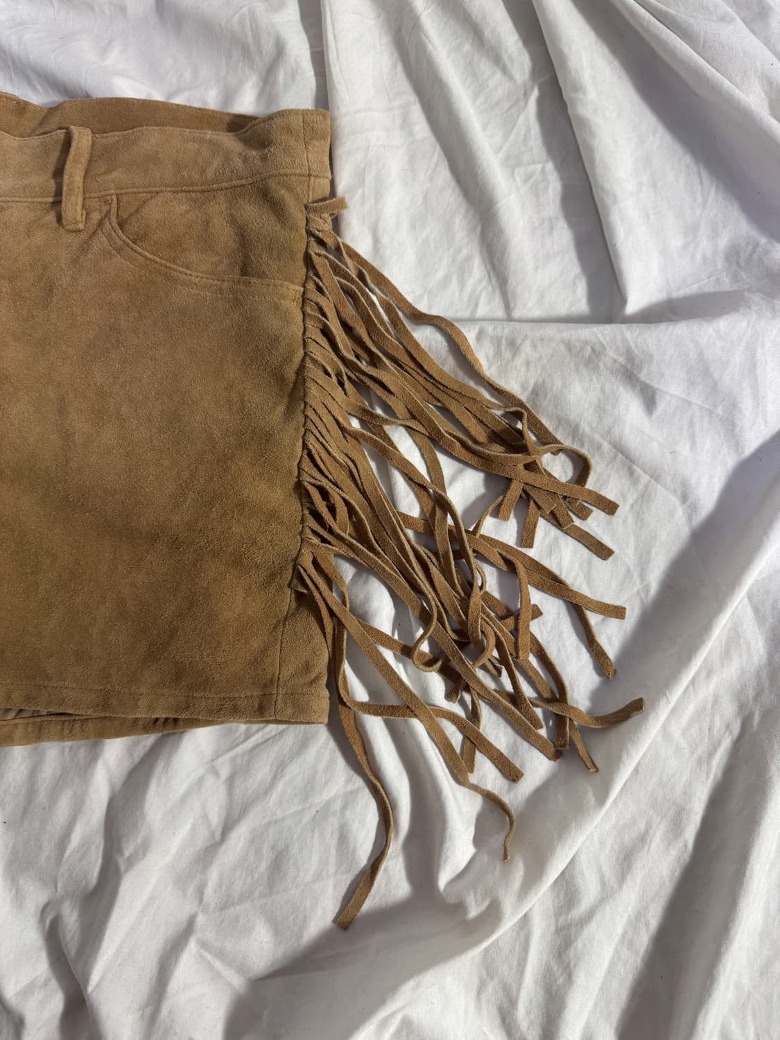 Goa 프린지 램 스웨이드 쇼츠 y2k 히피 보헤미안 웨스턴 상품이미지4