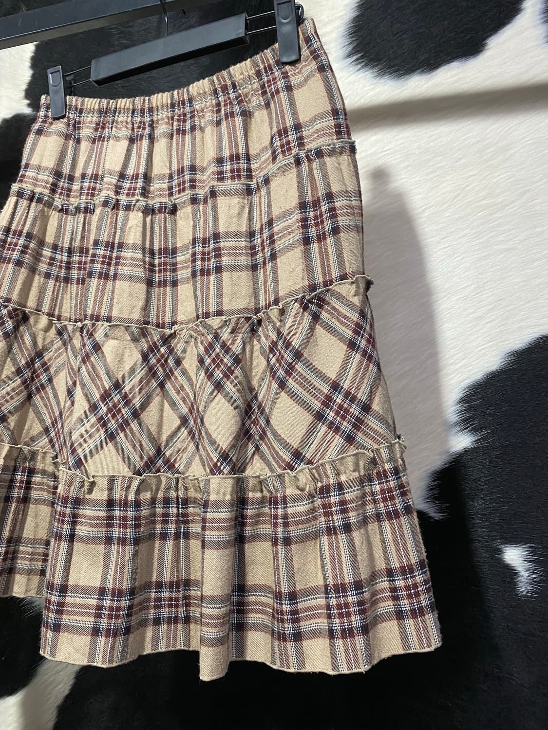 Japanese vtg 체크 프릴 미디스커트 상품이미지3