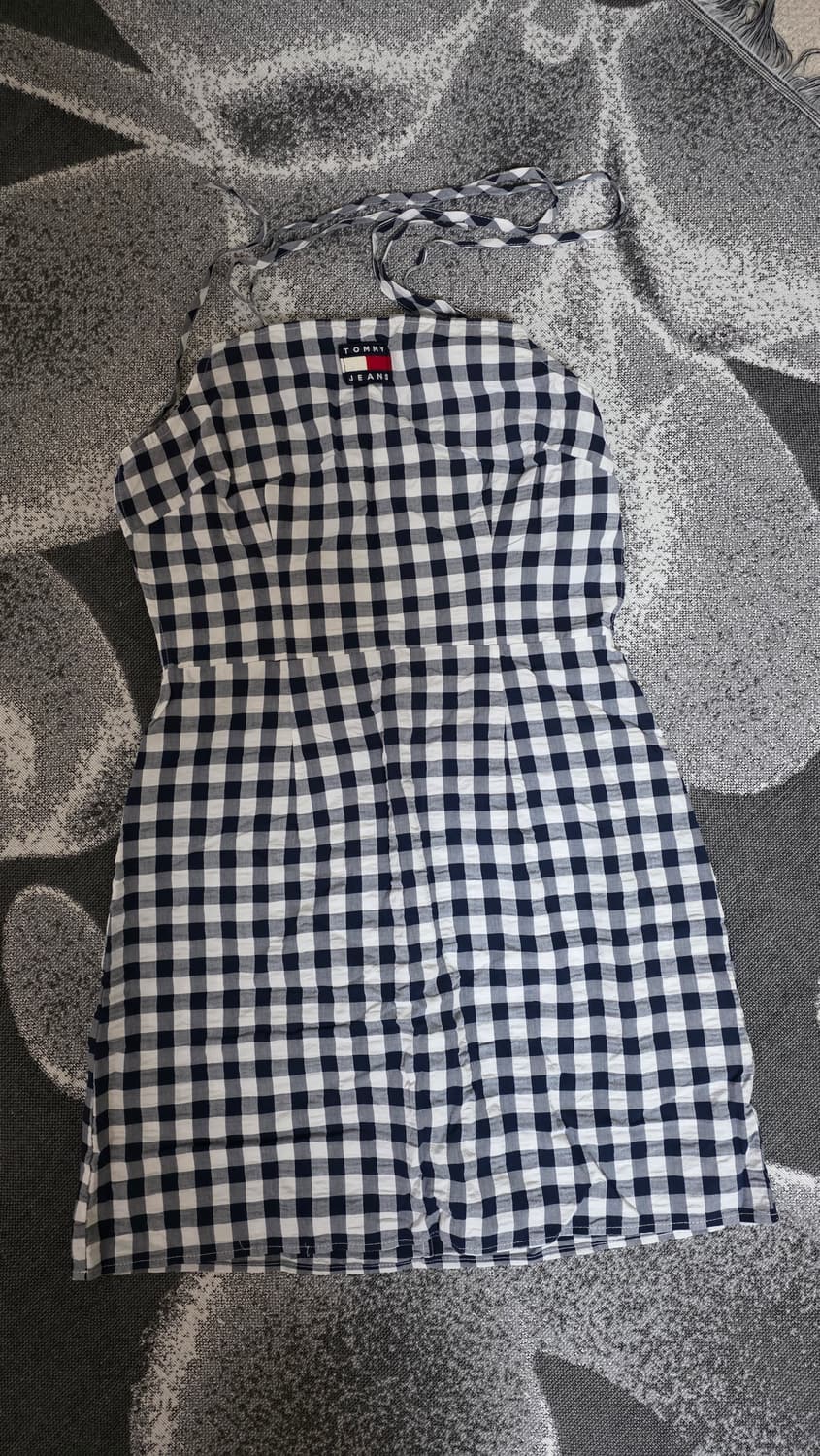 타미힐피거 타미진 오픈백 깅엄 미니 원피스 상품이미지3