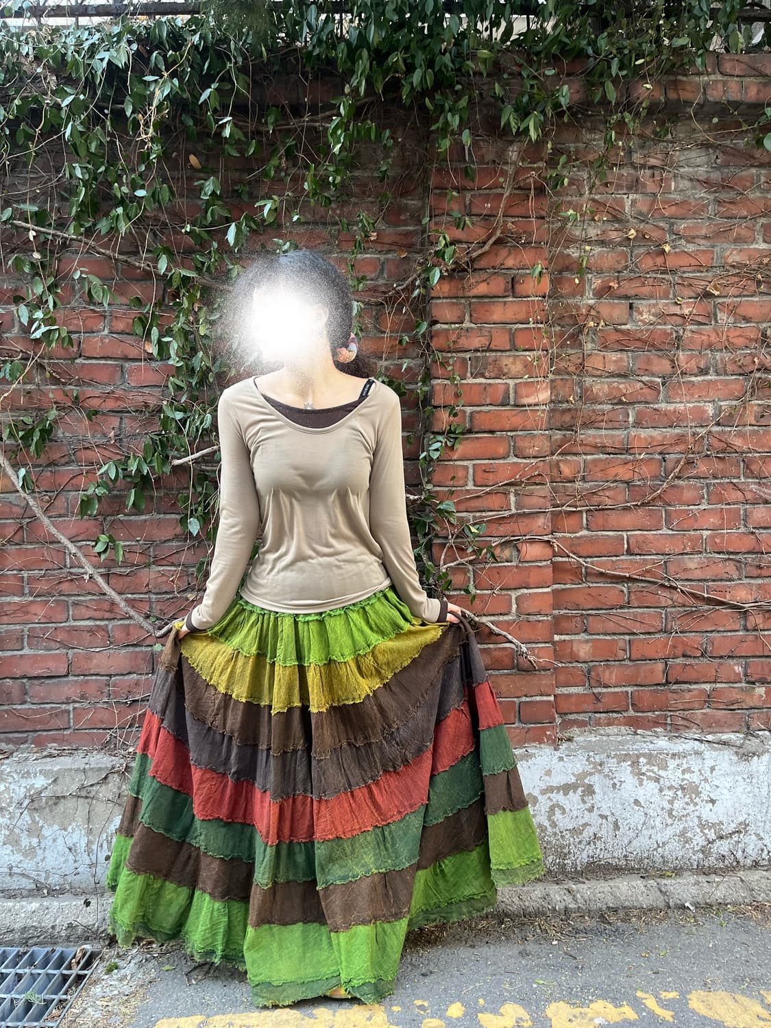 히피 패치워크 롱스커트 상품이미지1