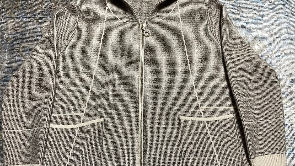 JPN 일본 빈티지 Y2K 모리걸 미니멀 베이지 멜란지 니트 후드집업 상품이미지6