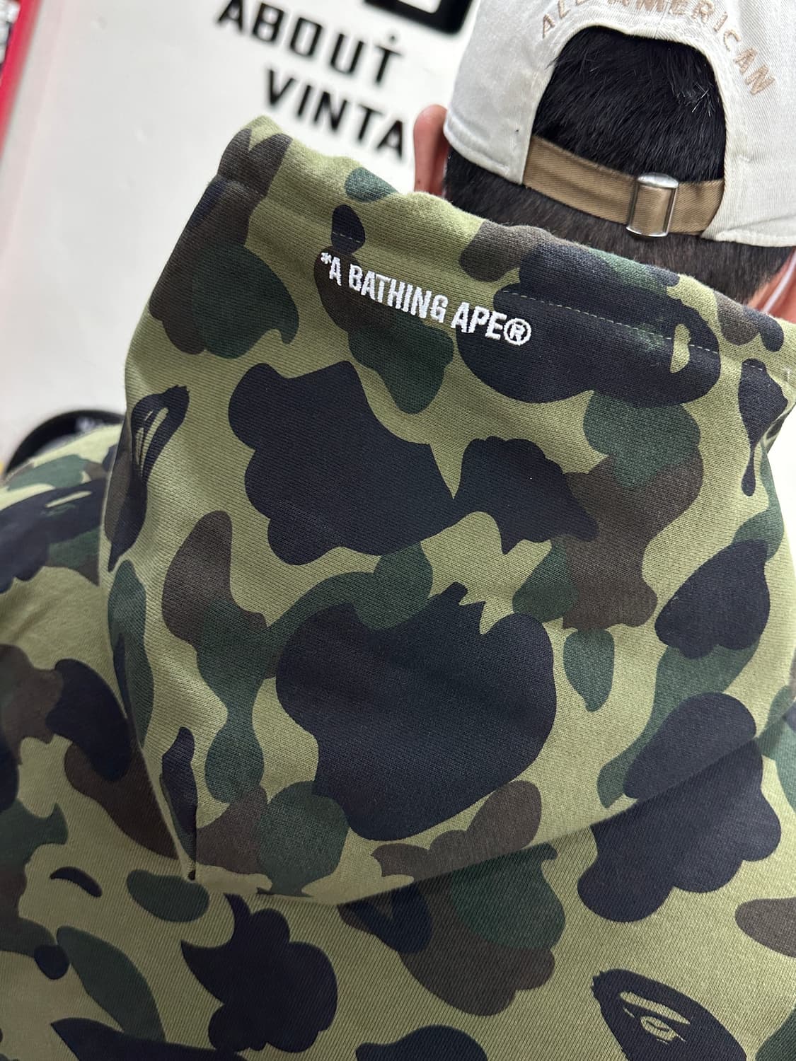 베이프 1st 카모 컬리지 풀오버 후드 아미 그린 XL 상품이미지5