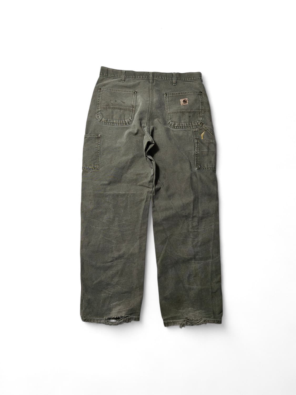 칼하트 디스트레스드 더블니 팬츠 38 하드페이딩 모스그린 상품이미지4