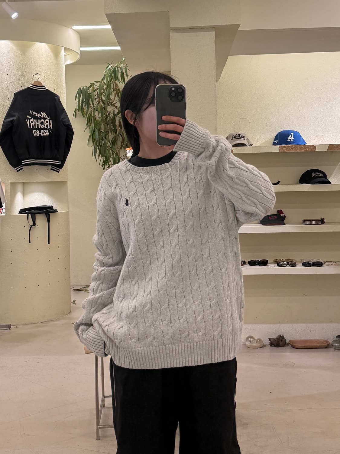 폴로 랄프 로렌 케이블 니트 스웨터 라이트 그레이 U539 상품이미지1