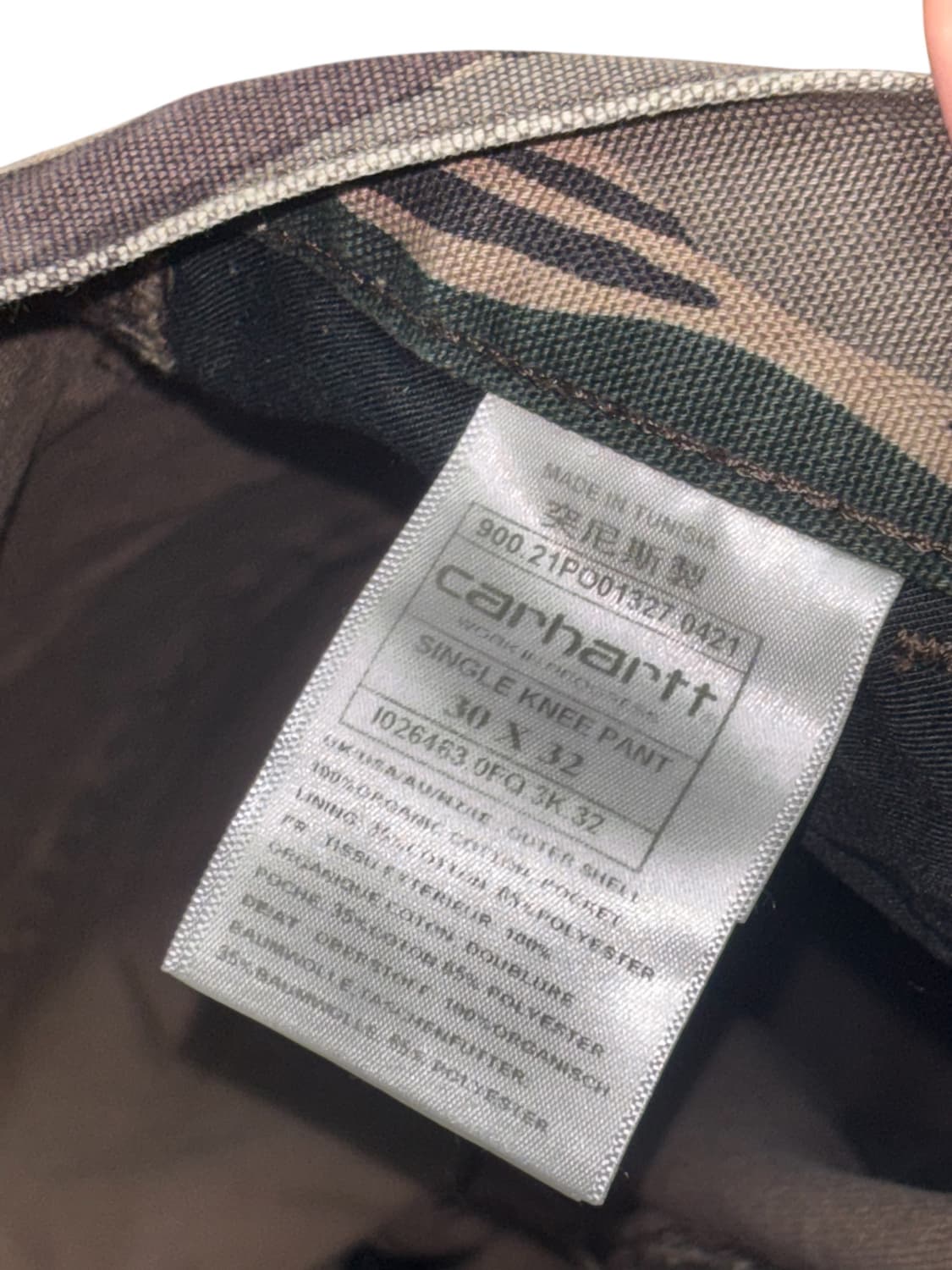 칼하트 wip 카모 카펜터 싱글니 팬츠 상품이미지9