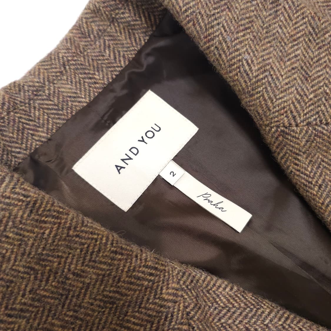 앤유 울싱글 맥시 헤링본 코트 상품이미지4