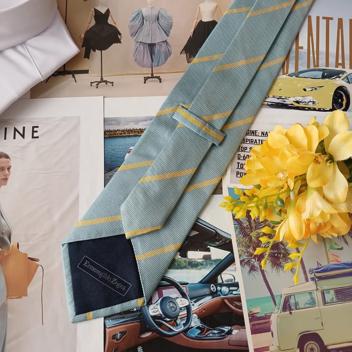 에르메네질도 제냐 실크 스트라이프 넥타이 9.9cm A+등급 A18889 상품이미지4