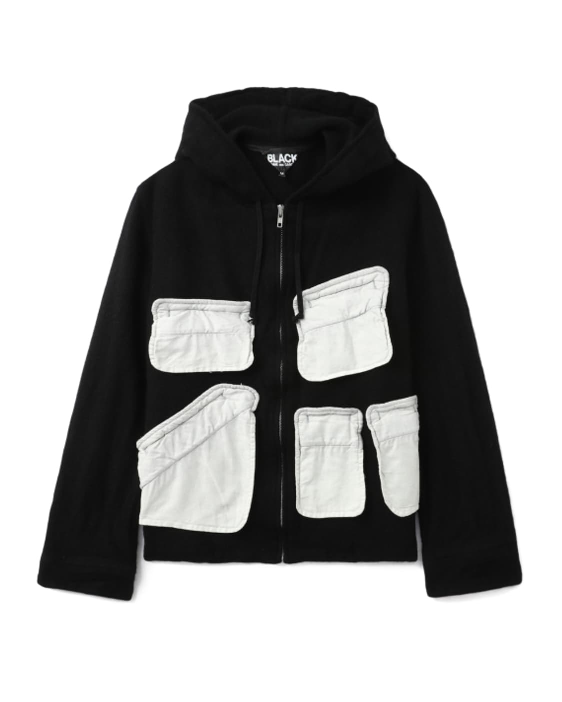 새상품 꼼데가르송 블랙 패치워크 후드 집업 M 상품이미지1