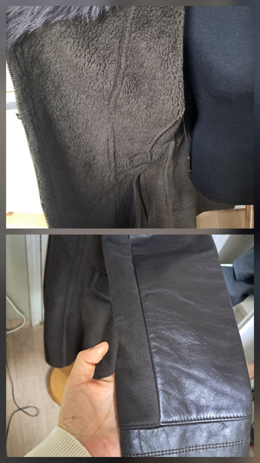 디데무 양털퍼 양가죽소매 배색 무스탕 퍼 코트 66~정77 상품이미지8