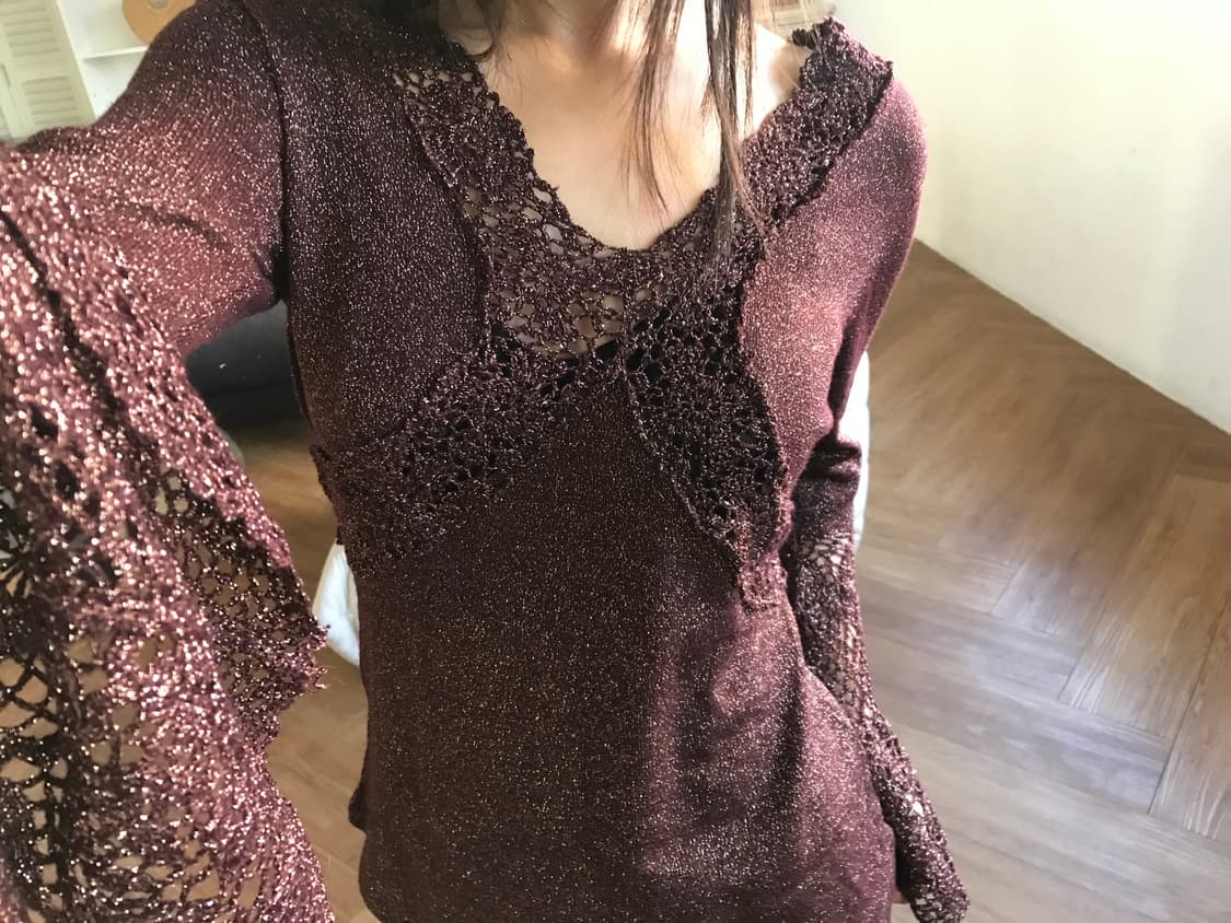 vintage pearl lace top (black color) 상품이미지1