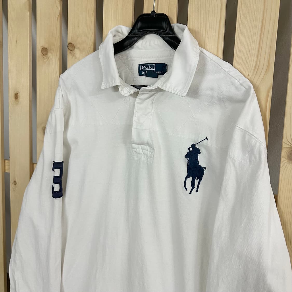 (XL) 폴로 랄프로렌 빅포니 화이트 카라넥 럭비티 상품이미지4
