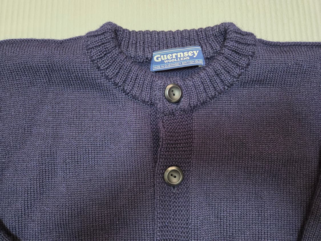 100%영국울 건지울른스 피셔맨 홀가먼트가디건 네이비44(105)XL판매 상품이미지4