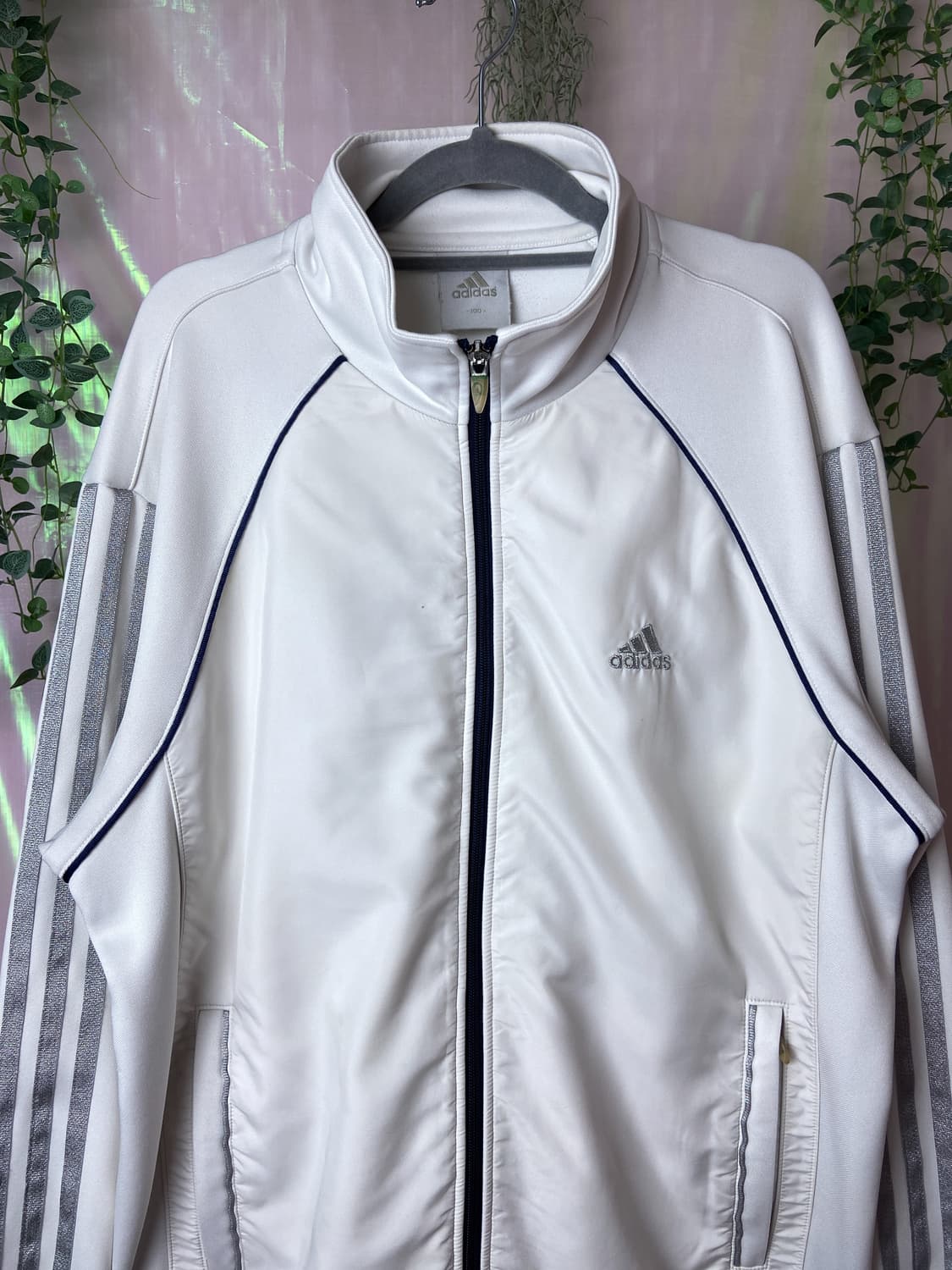 아디다스 화이트 블루 글리터삼선 져지 집업  상품이미지4