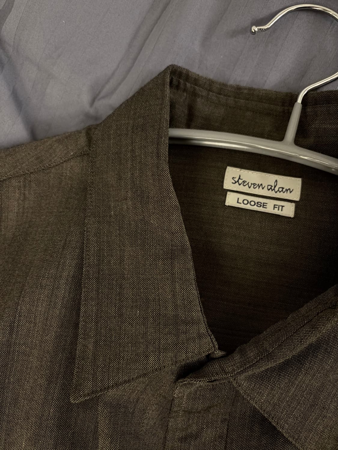 스티븐알란 steven alan 루즈핏 셔츠 브라운카키 L 상품이미지2