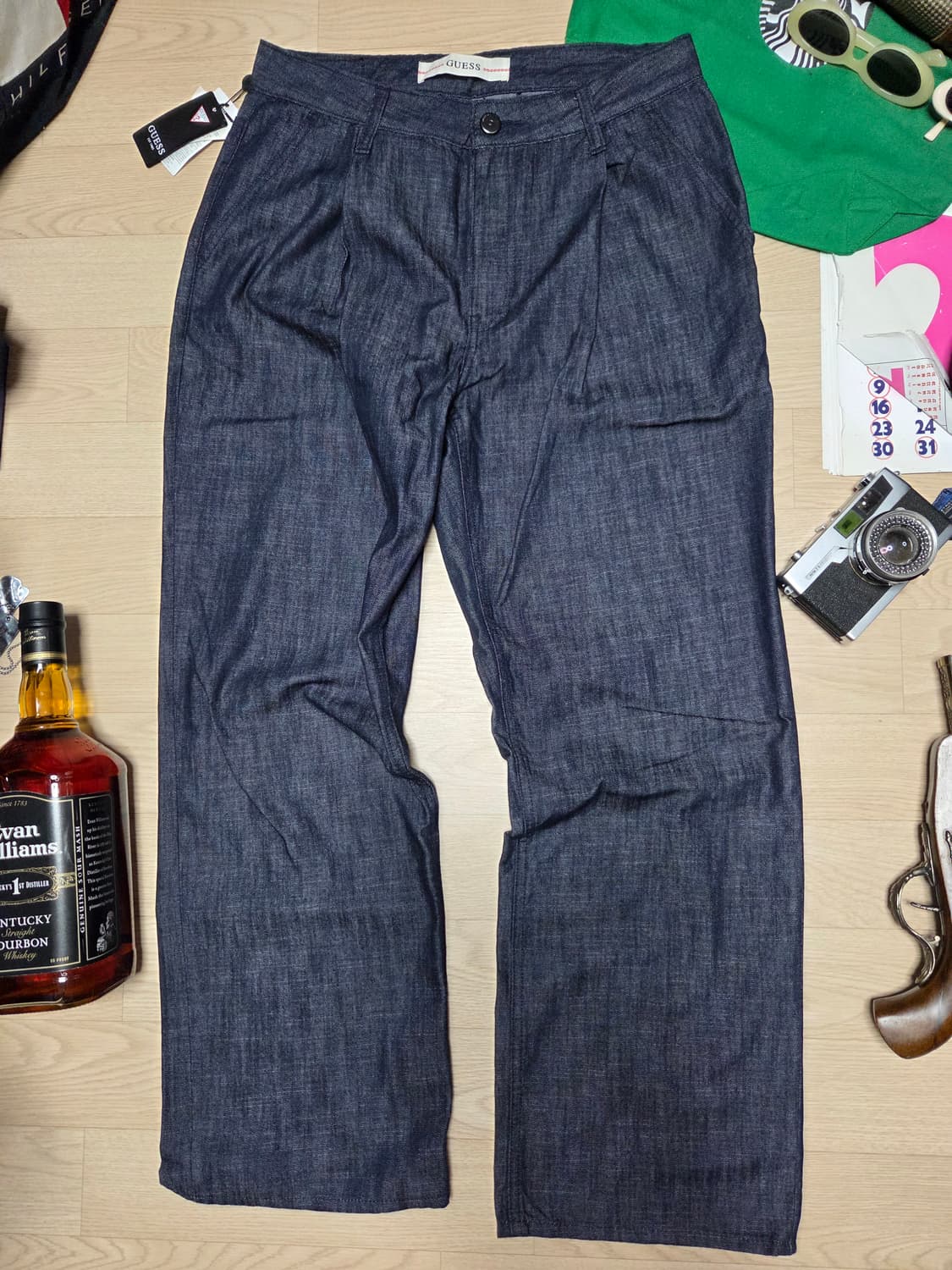 (새상품)GUESS 인디고 데님 슬랙스 원턱 팬츠  상품이미지3