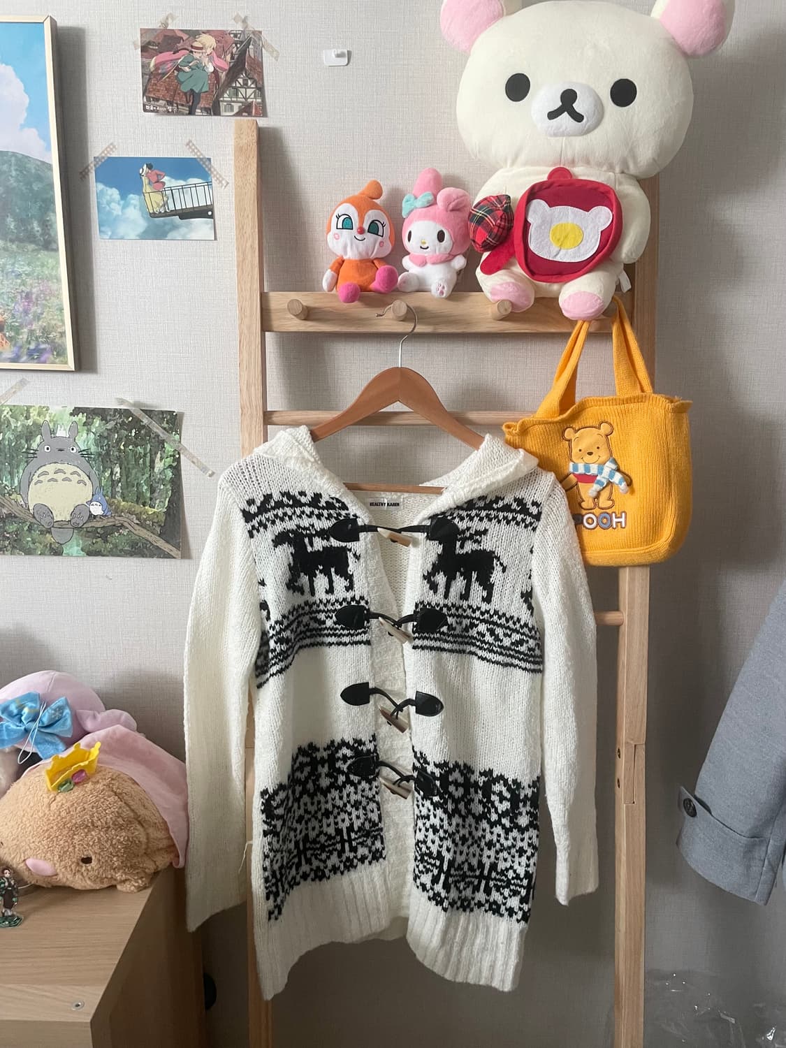 모리걸 빈티지 노르딕 떡볶이 후드 가디건🤍🦌 상품이미지1