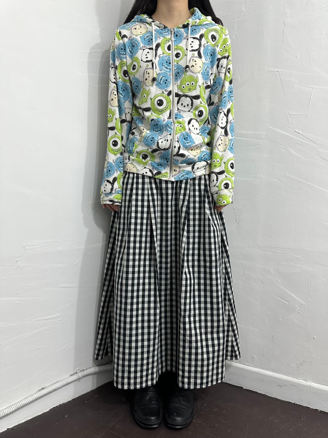 gu check long skirt 상품이미지3