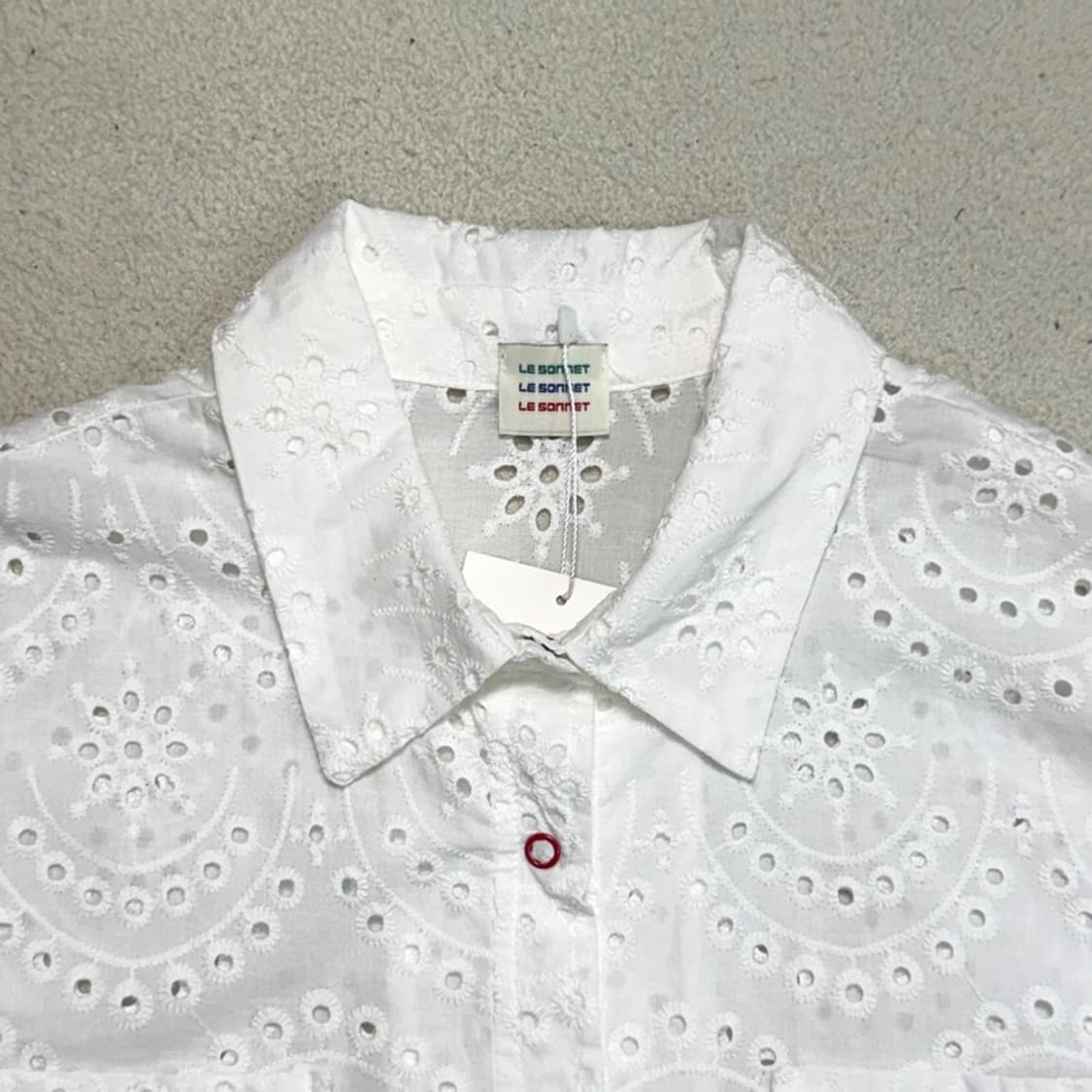LE SONNET 아일렛 서머 셔츠 화이트 상품이미지3