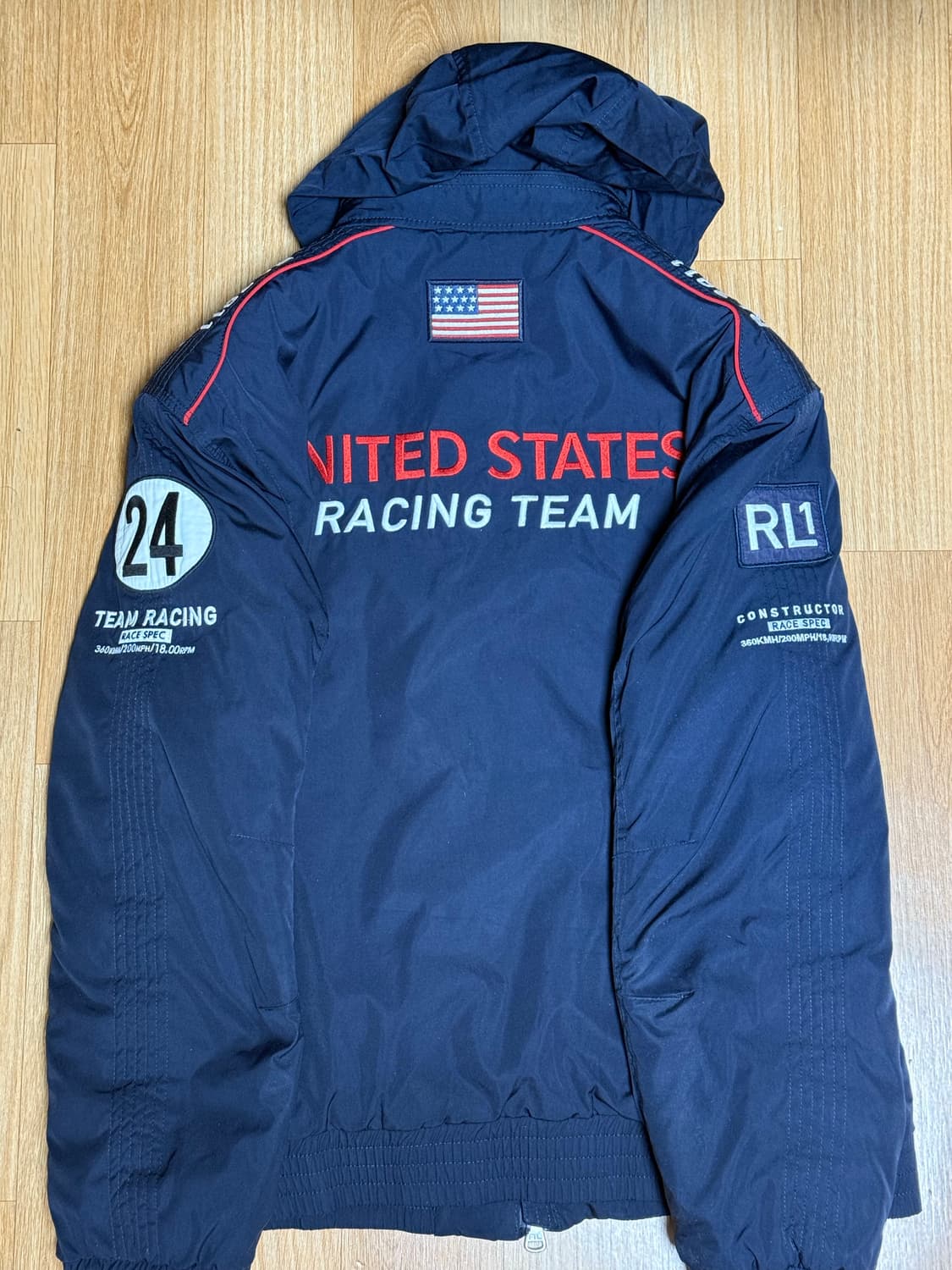 폴로 빅포니 USA 패치 히든 후드 레이싱 자켓 상품이미지2