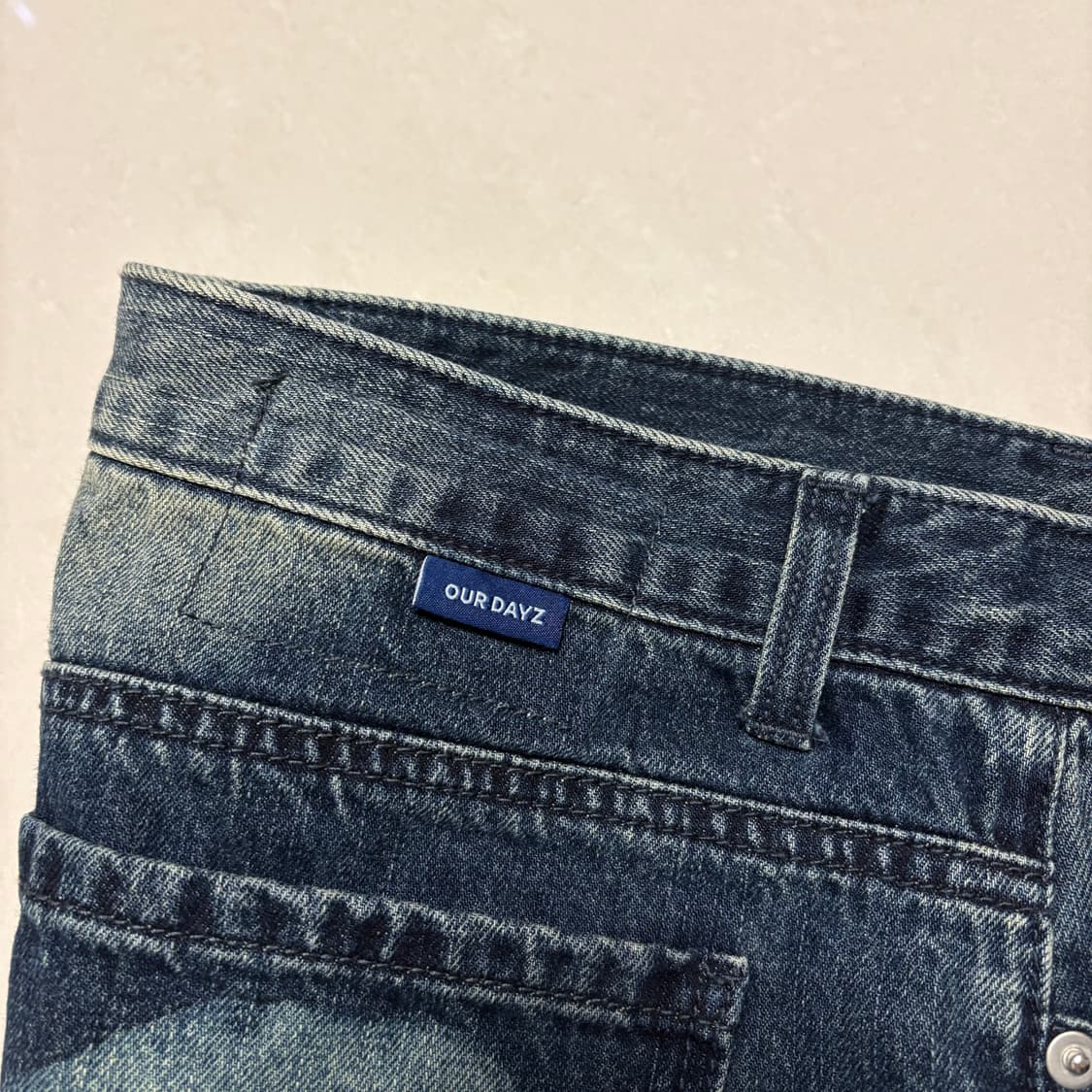 정품 아워데이즈 빈티지 워싱 세미와이드 데님팬츠 청바지 32인치 상품이미지5