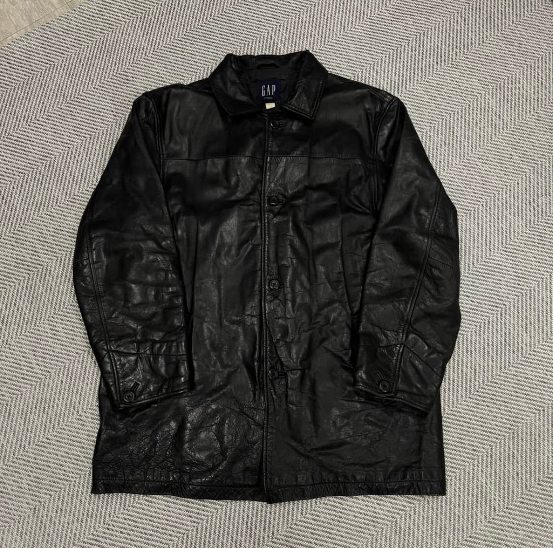 [XL] 올드 갭 레더 빈티지 카 코트 블랙 상품이미지1