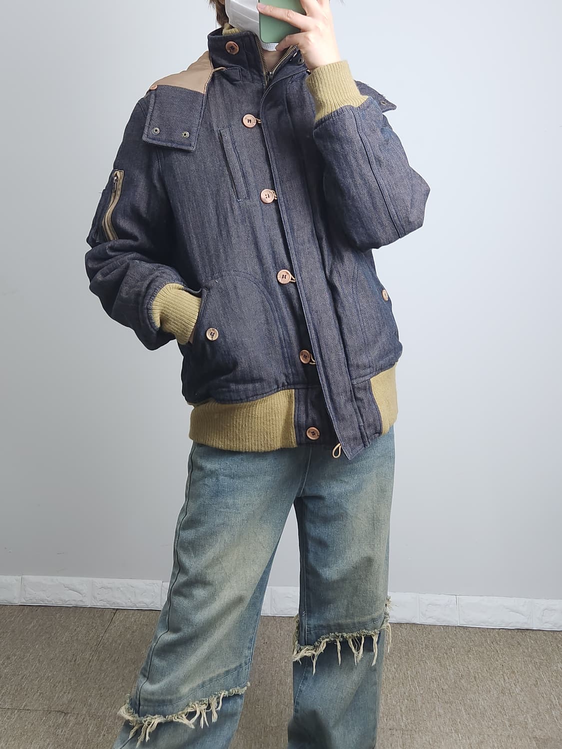 헤링본 후드 패딩점퍼 상품이미지4