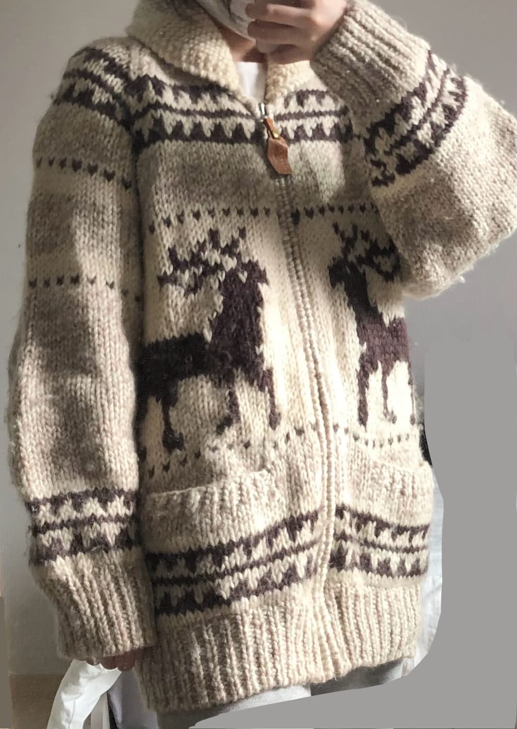 빈티지 코위찬 노르딕 니트 집업 모리걸 오리엔트 상품이미지1