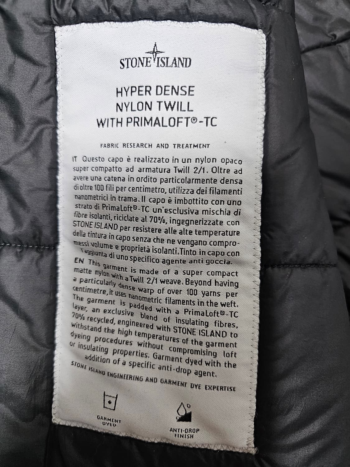 스톤아일랜드 하이퍼 덴스 나일론 트윌 프리마로프트 롱 후드 자켓 상품이미지7
