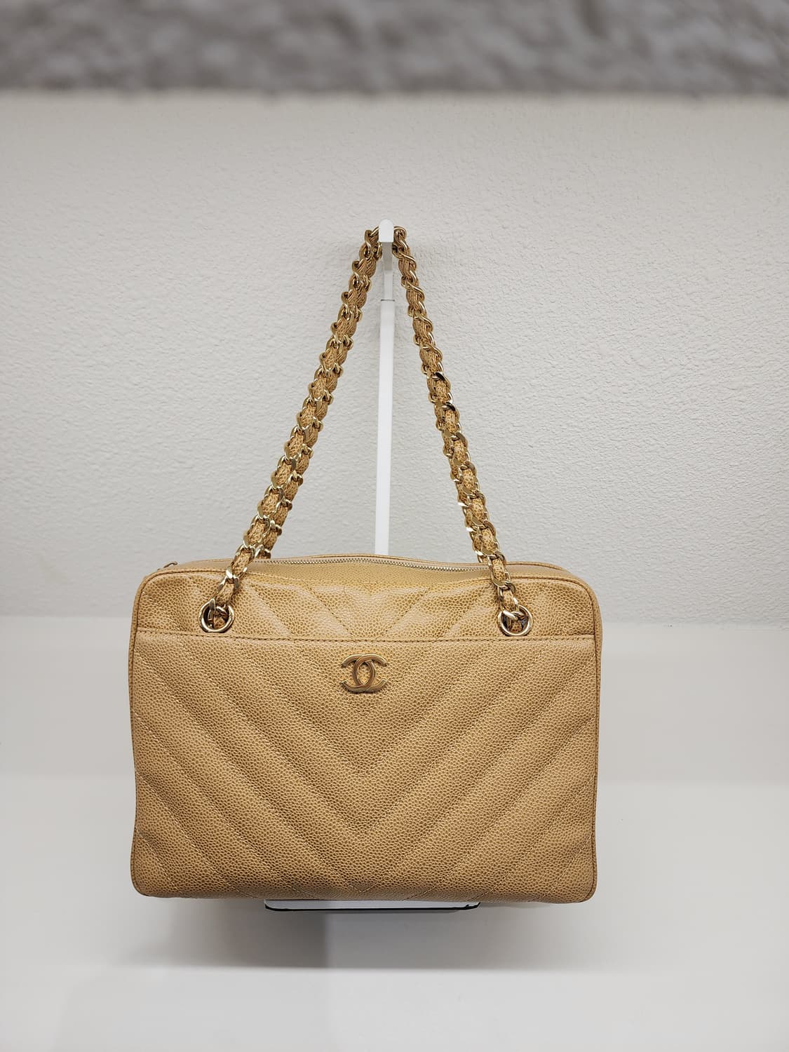 샤넬 빈티지 쉐브론 캐비어 체인 숄더백 베이지 #6 상품이미지1