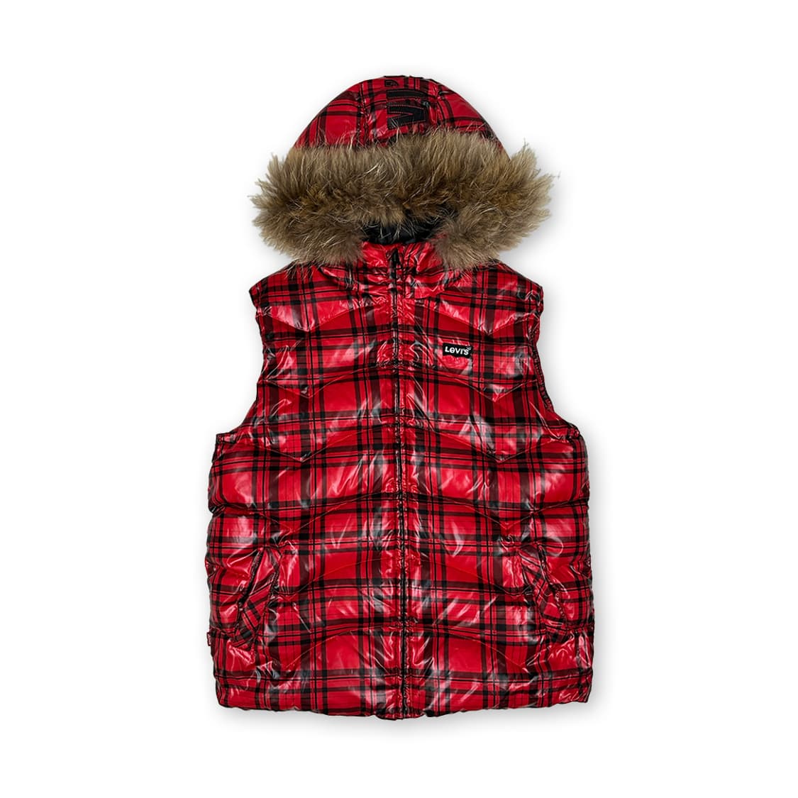 리바이스 체크 오리털 패딩 베스트 상품이미지1