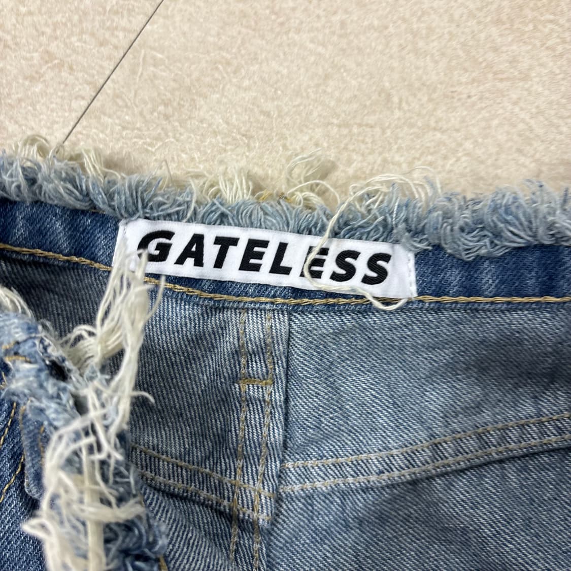 게이트리스 커팅 벨트 와이드 데님 팬츠 상품이미지4