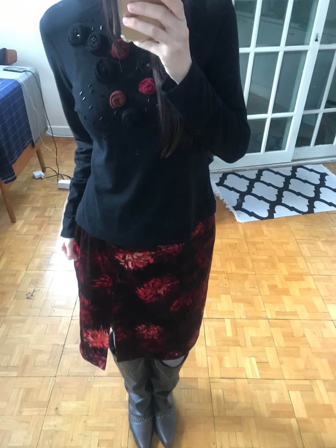 vintage rose black top 상품이미지6