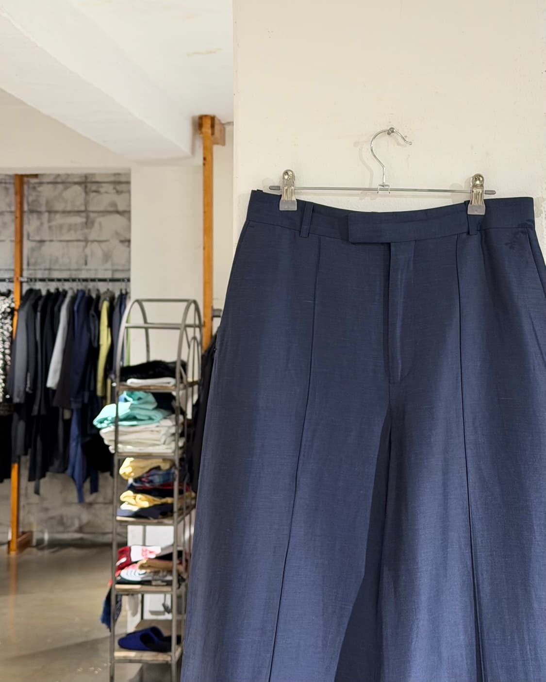 셀린느 네이비그레이 코튼 린넨 와이드 팬츠  상품이미지2