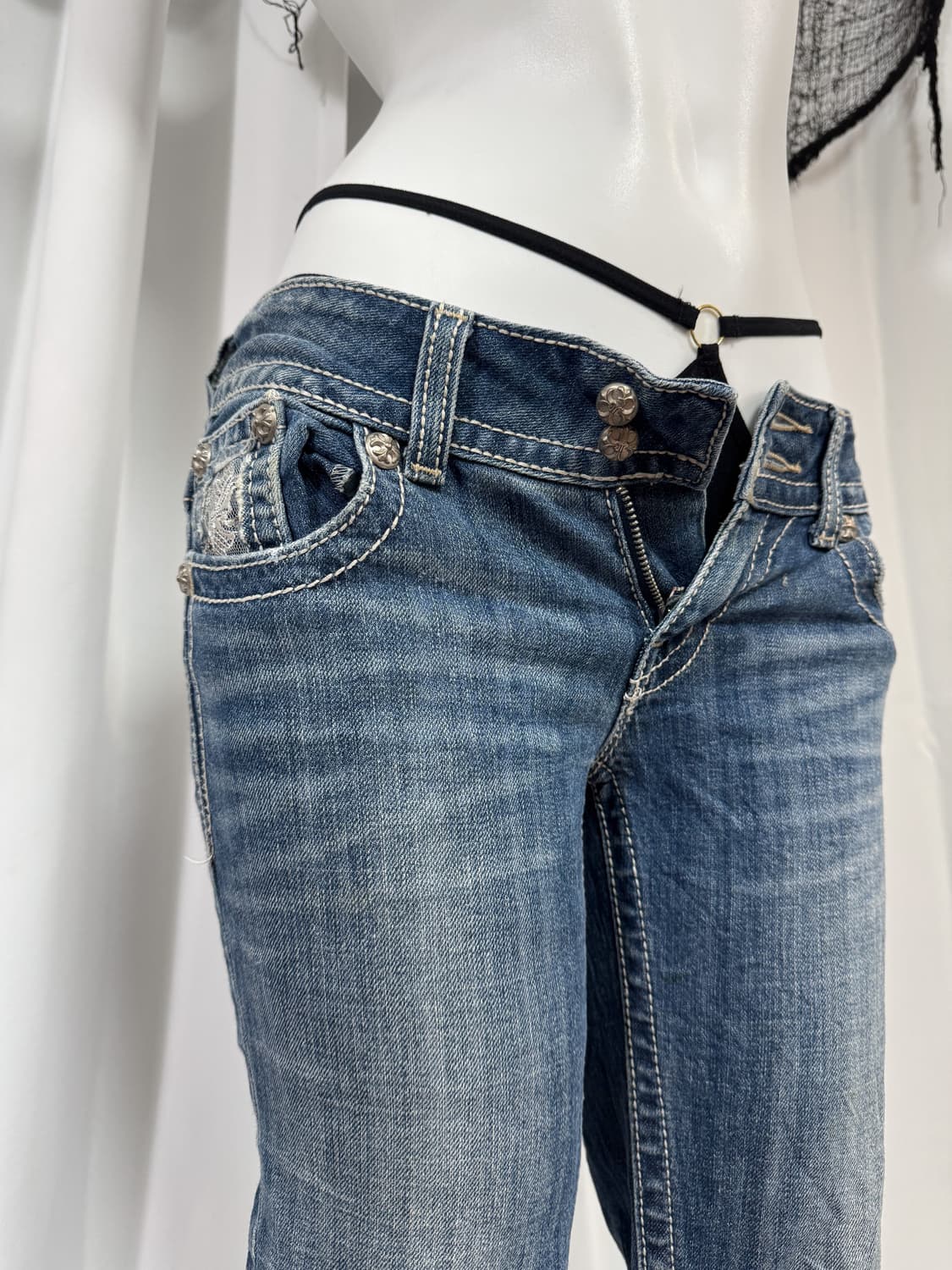 detail lace denim pants 상품이미지4