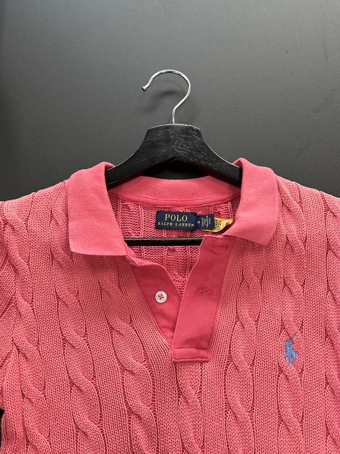 폴로 큐알텍 포니 피그먼트워시드 꽈배기 Pk반팔니트 핑크 상품이미지6