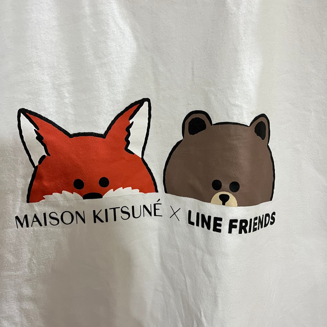 (XXL) 메종키츠네 X 라인프렌즈 콜라보 반팔 티셔츠 화이트 상품이미지3