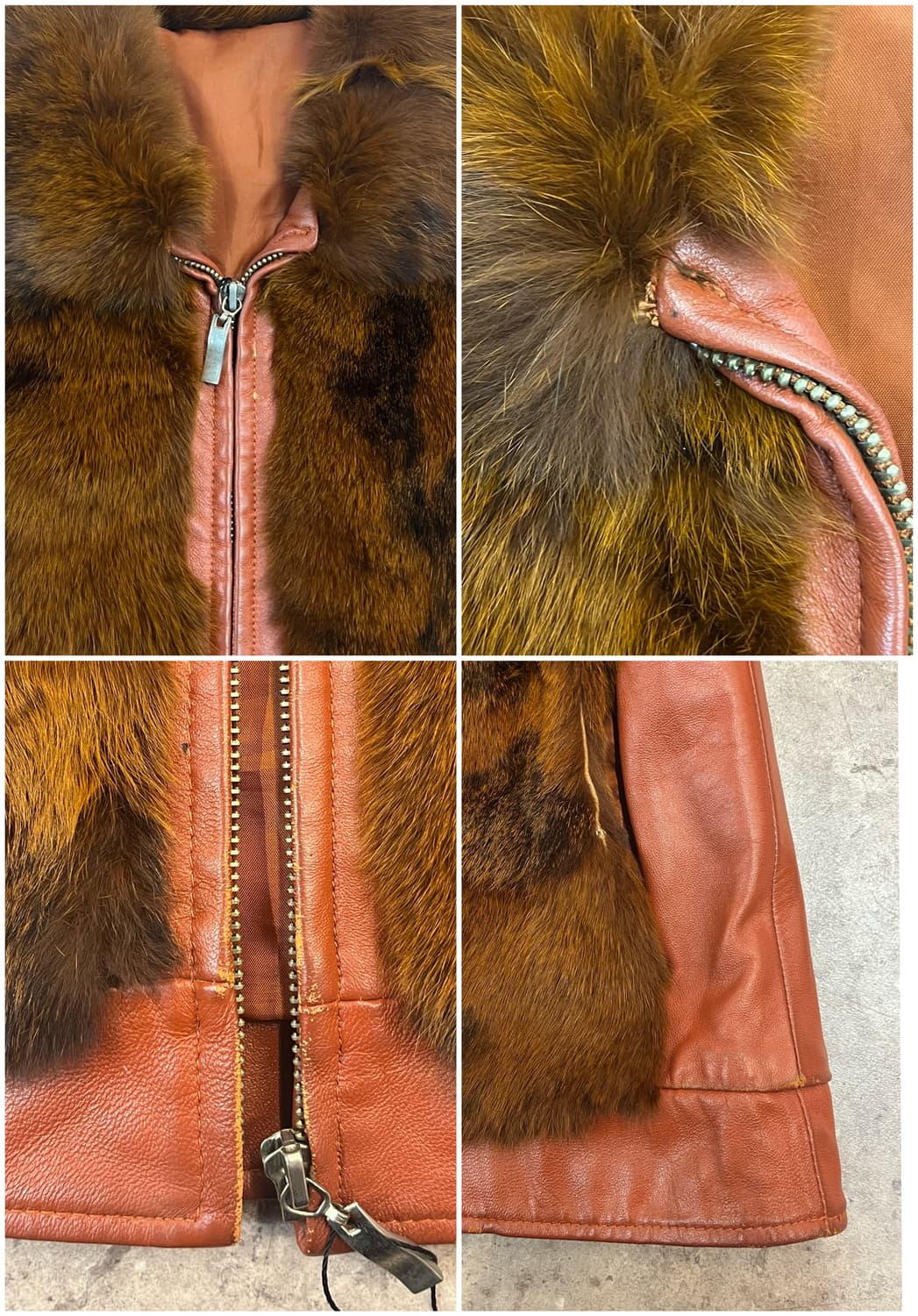 빈티지 토끼털 양가죽 레더 자켓 레드브라운 #csz2837 상품이미지5