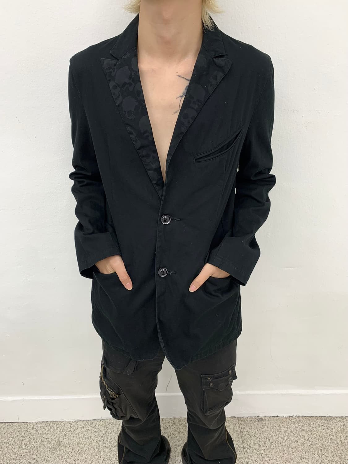 Schlussel 00s skull collar sharp blazer  상품이미지2