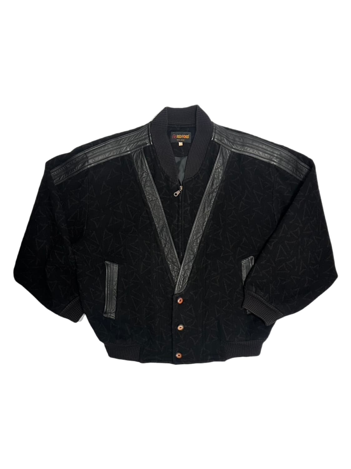 Redford 가죽 배색 모직 블루종 자켓 상품이미지1