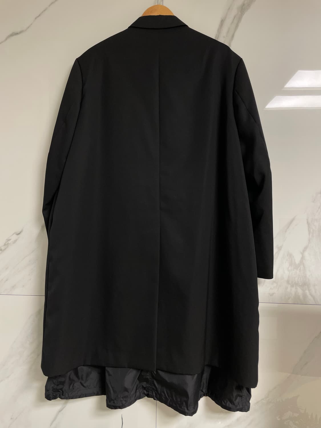 (46) 준지 블랙 화섬 레이어드 싱글 울코트 상품이미지2