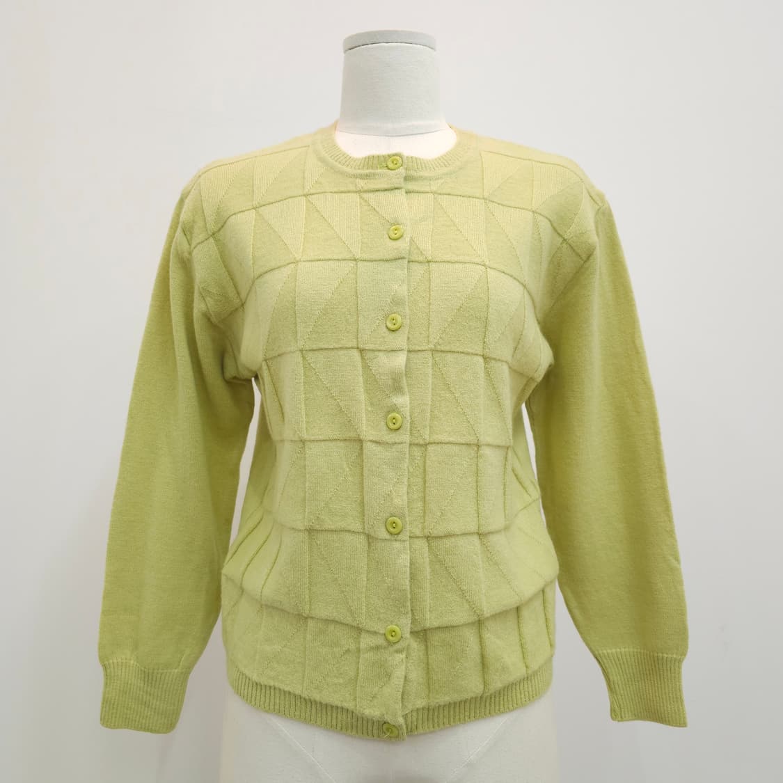 울100% 입체패턴 라임 니트 가디건  상품이미지1