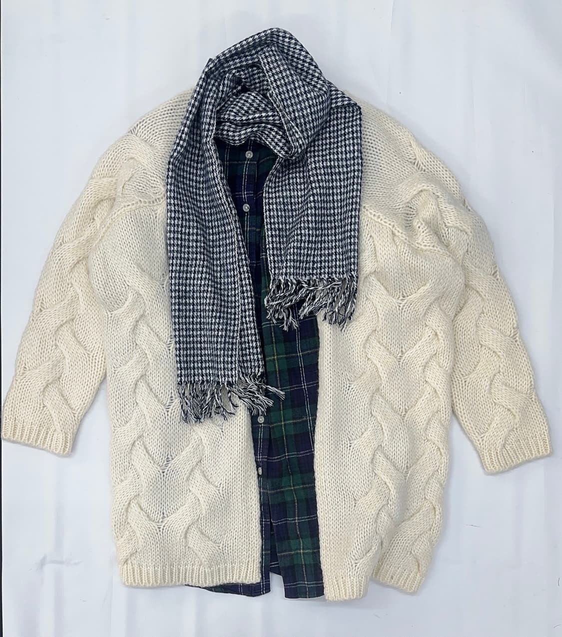 ❄️사와코의 가디건 코디세트❄️체크 원피스 그런지 오리엔탈 겨울 머플러 상품이미지2