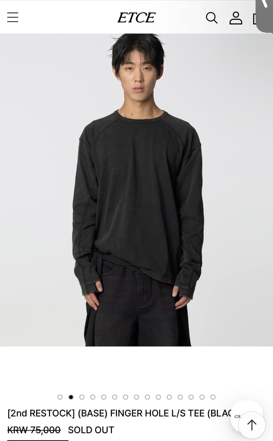 [M] Etce 베이스 핑거홀 롱슬리브 무민서 블랙 긴팔 티셔츠 상품이미지2
