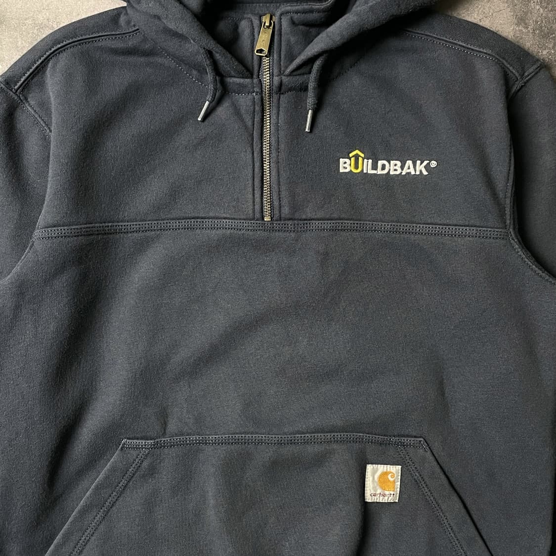 CARHARTT 칼하트 빈티지 네이비 하프집업 기모 후드티 A00903 상품이미지3