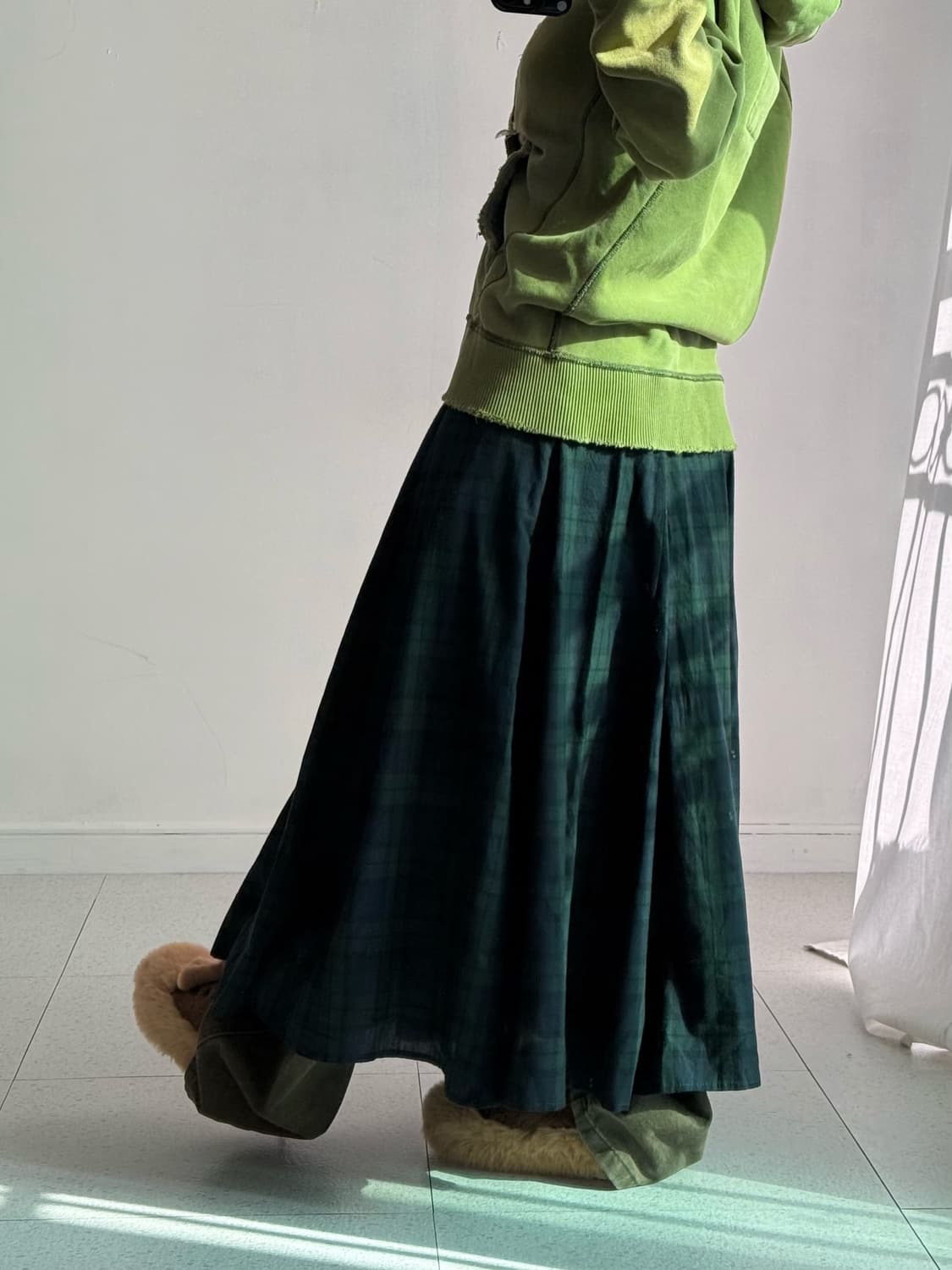 일본 빈티지 체크 롱스커트 상품이미지3