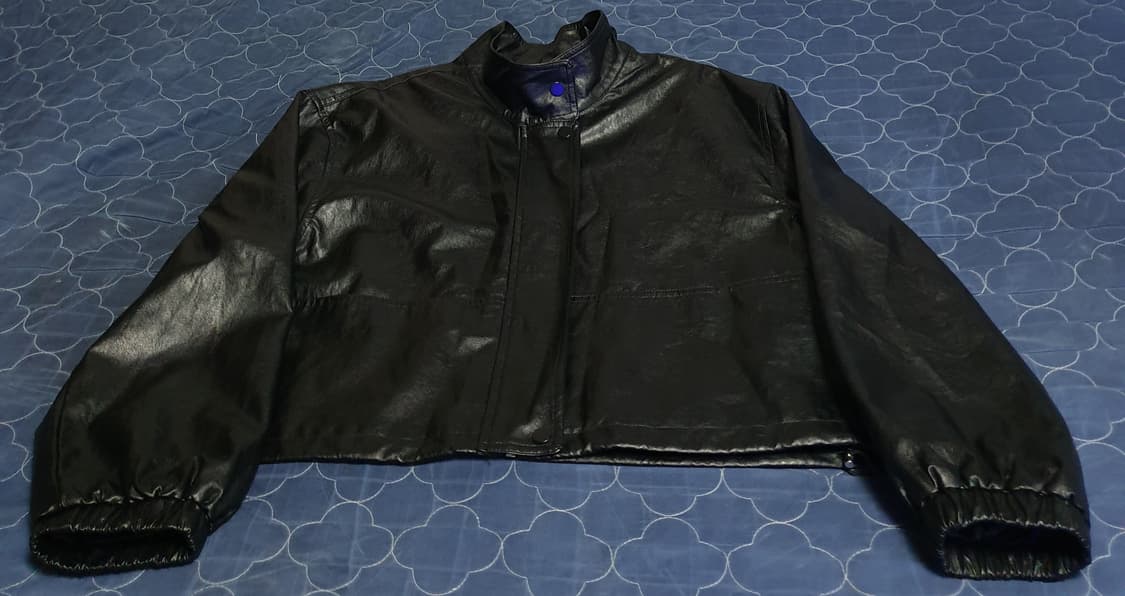 크롭 레더가죽 짚업 자켓 (M) 상품이미지1