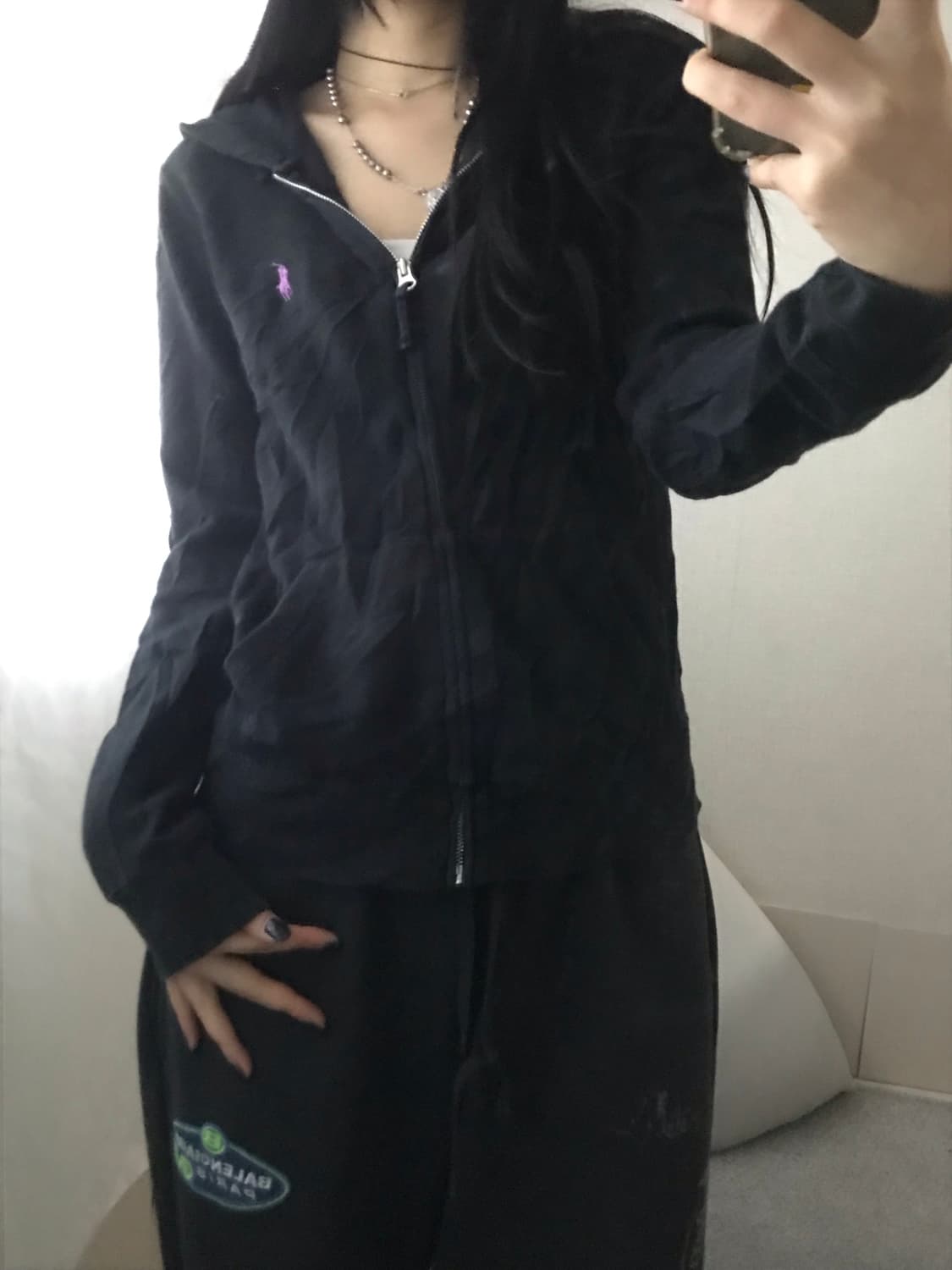 폴로 블랙 후드집업 상품이미지1