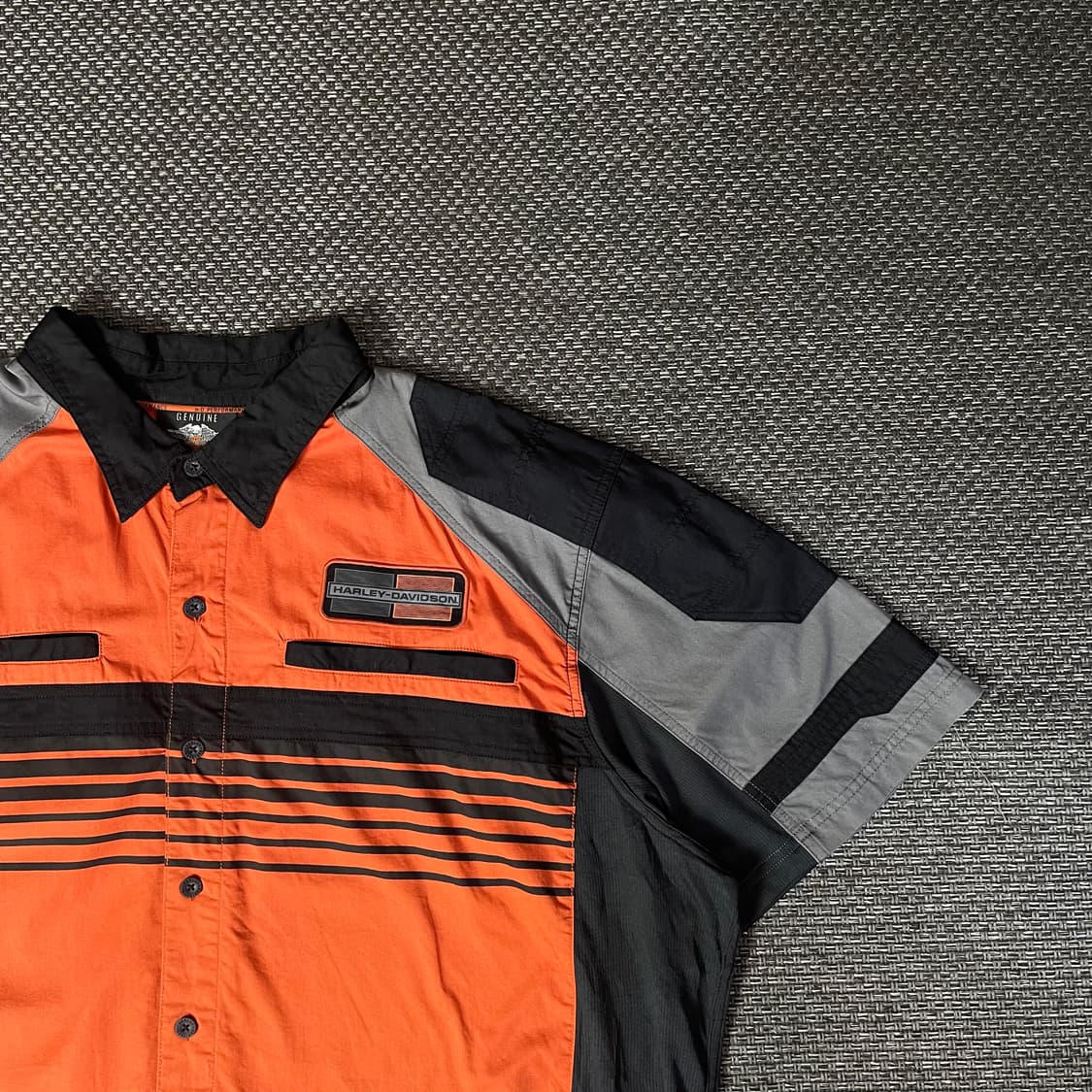 할리데이비슨 오렌지 올드스쿨 바이커 반팔 셔츠 3XL 상품이미지3