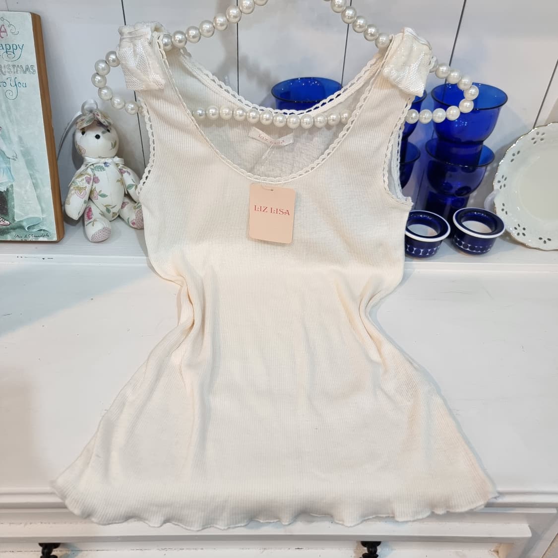 LIZ LISA(리즈리사) 아이보리 골지 리본 나시 상품이미지3