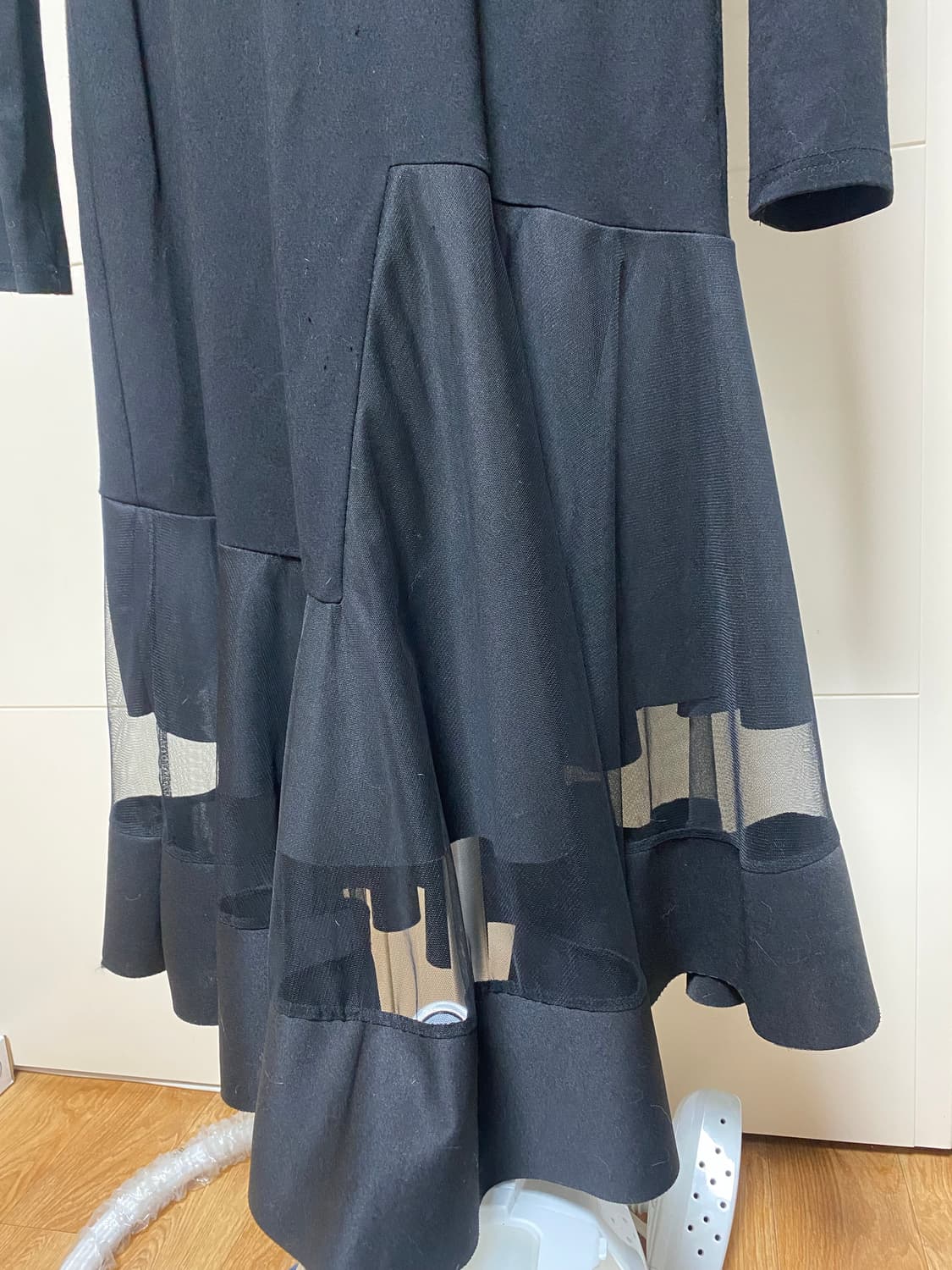 블랙 롱 원피스 시스루 디자인 상품이미지7